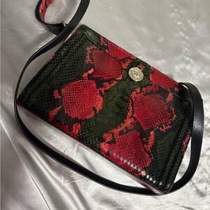 Red snake print Brahmin purse